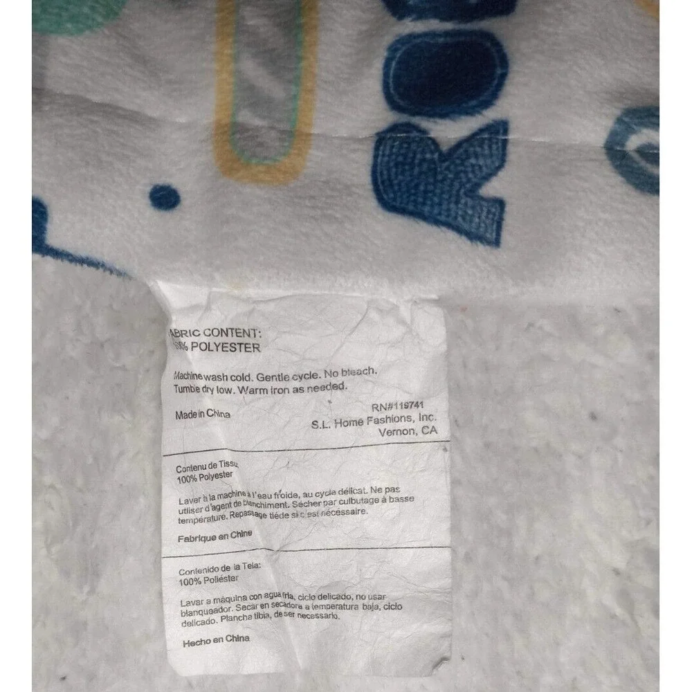 SL‎ Home Fashions Robot Baby Boy Blanket White Sherpa Plush RN: 119741